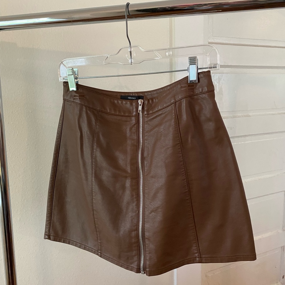 Forever 21 Chocolate Faux Leather Mini Skirt